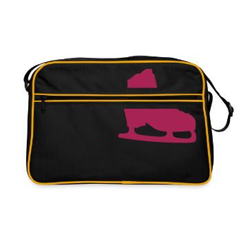Schlittschuh-Eisschuhfigur - Retro Tasche - Schwarz/Gold - Vorne