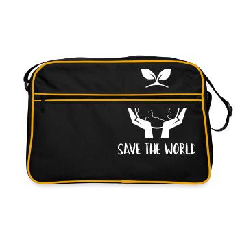 Sauvez le monde - Terre, mains, plantes, protection du climat - Sac Retro - noir/or - Devant