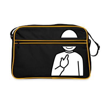 Meme - Witziges, lustiges Männchen - Retro Tasche - Schwarz/Gold - Vorne
