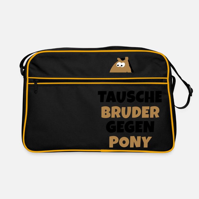 Tausche Bruder gegen Pony - Retro Tasche - Schwarz/Gold