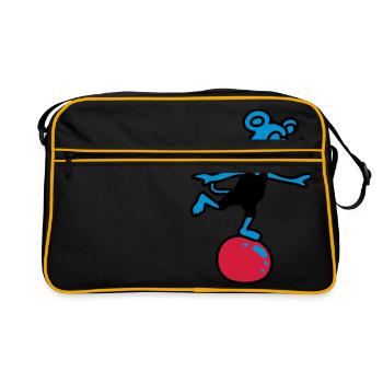 sportliche Maus 3 - Retro Tasche - Schwarz/Gold - Vorne