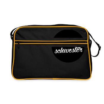 Lieblingsschwester - Retro Tasche - Schwarz/Gold - Vorne