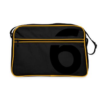 Sport Zahl 6 Sechs - Retro Tasche - Schwarz/Gold - Vorne
