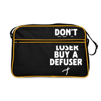 don't be a loser buy a defuser - Retro Tasche - Schwarz/Gold - Vorne