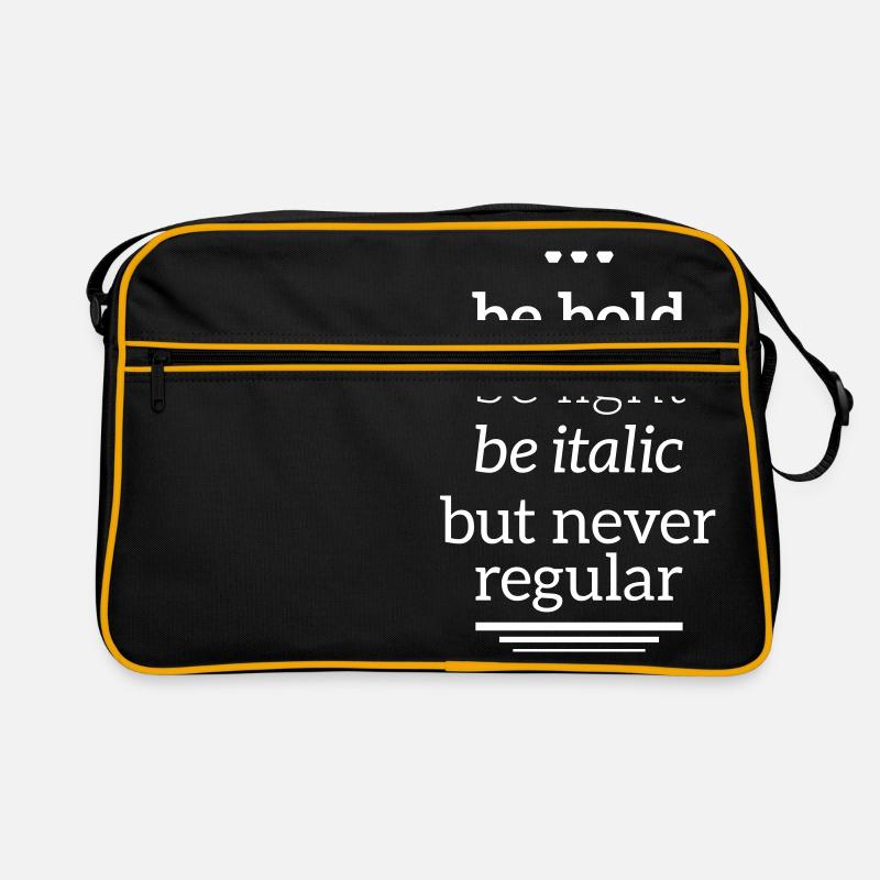 bold light italic never regular Typografie Grafik Retro Tasche