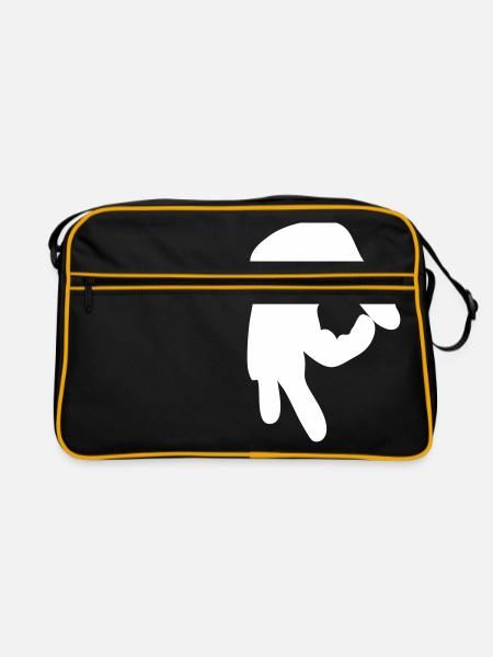 Reingelegt (Handzeichen) - Retro Tasche - Schwarz/Gold - Vorne