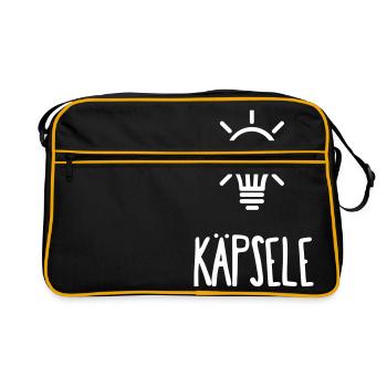 Käpsele Glühbirne Geschenk für schlaue Leute - Retro Tasche - Schwarz/Gold - Vorne