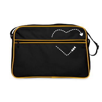 (1offenes pointillés coeur / coeur ouvert déçus - Sac Retro - noir/or - Devant