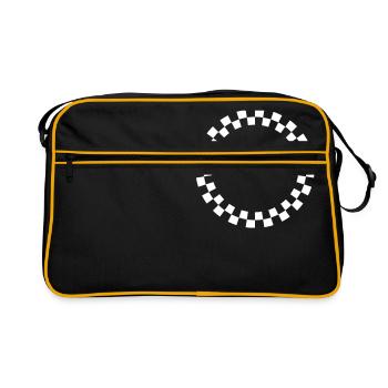 Zielflagge, Kreisform - Retro Tasche - Schwarz/Gold - Vorne