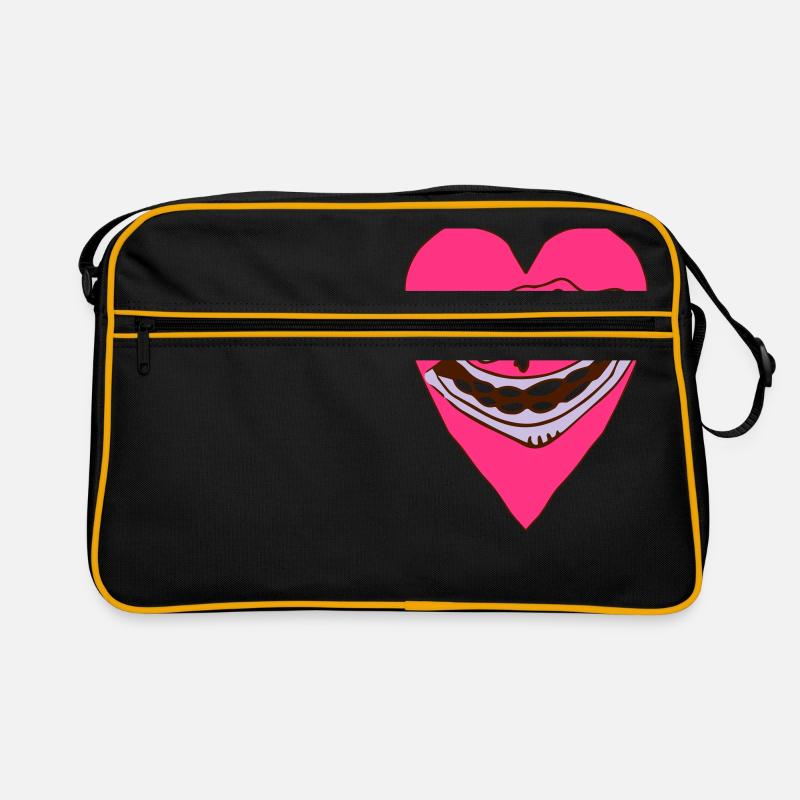 Heart Grimace - Ugly Heart Face - Retro Bag - black/gold