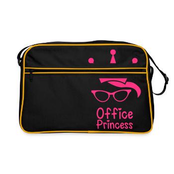 princesse de bureau avec les yeux de chat lunettes - Sac Retro - noir/or - Devant