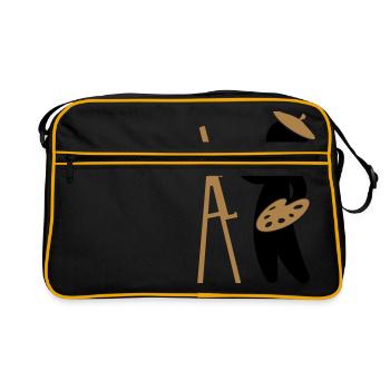 Ein Maler arbeitet an seinem Meisterwerk - Retro Tasche - Schwarz/Gold - Vorne
