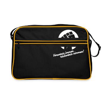 Vorwärts immer rückwärts nimmer - Retro Tasche - Schwarz/Gold - Vorne