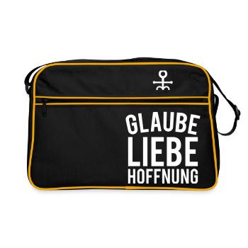 Glaube Liebe Hoffnung - Retro Tasche - Schwarz/Gold - Vorne