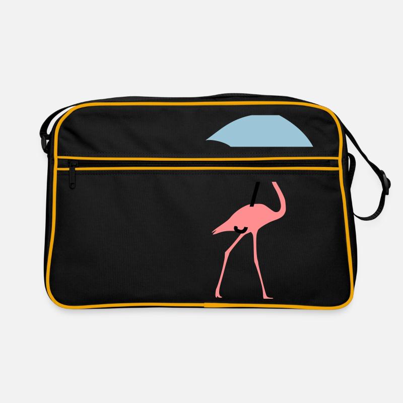 Flamingo mit Regenschirm oder Sonnenschirm Retro Tasche