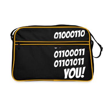 Fuck you binary - Retro Tasche - Schwarz/Gold - Vorne