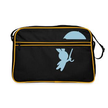 Bunny rabbit umbrella autumn fly hare - Retro Bag - black/gold - Front