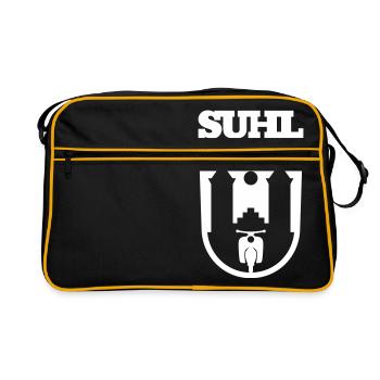 Suhl Mopedsport Schwalbe Logo - Retro Tasche - Schwarz/Gold - Vorne