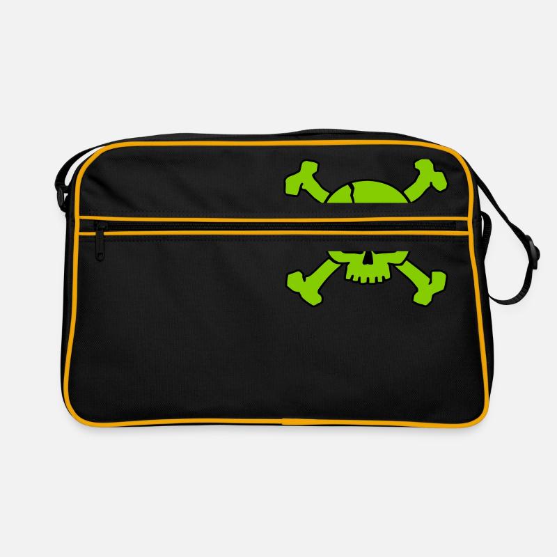 CROSSED SKULL - 2C - Retro Tasche - Schwarz/Gold