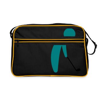 Ein Golfspieler kurz vor dem Abschlag - Retro Tasche - Schwarz/Gold - Vorne