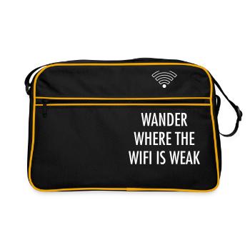 Let's Wander Where The WIFI Is Weak - Retro Tasche - Schwarz/Gold - Vorne