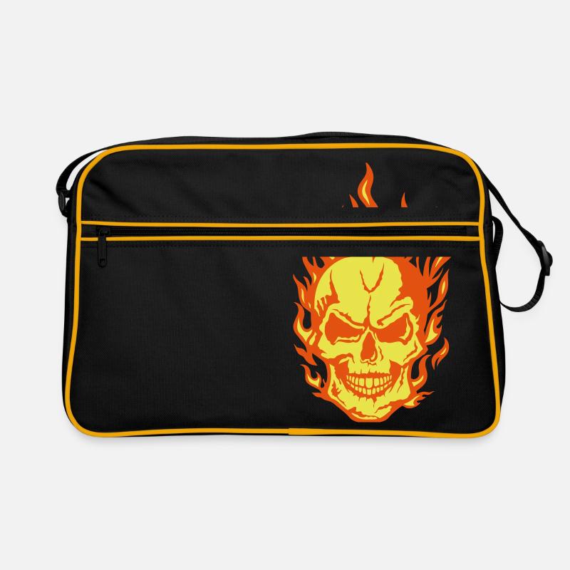 tete de mort flamme flame feu skull Sac Retro