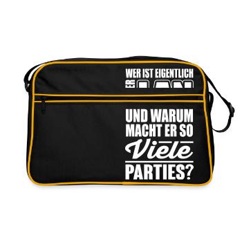 Wer ist dieser Lan und dessen Parties? - Retro Tasche - Schwarz/Gold - Vorne