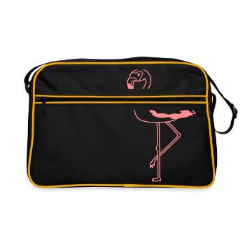 flamingo clipart cartoon cartoon bird pink sweet ni - Retro Bag - black/gold - Front