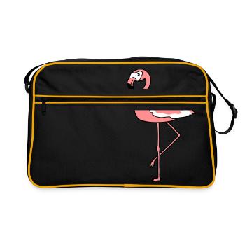 flamingo clipart comic cartoon vogel pink suess ni - Retro Tasche - Schwarz/Gold - Vorne