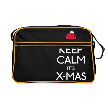 Keep Calm X-mas - Retro Tasche - Schwarz/Gold - Vorne