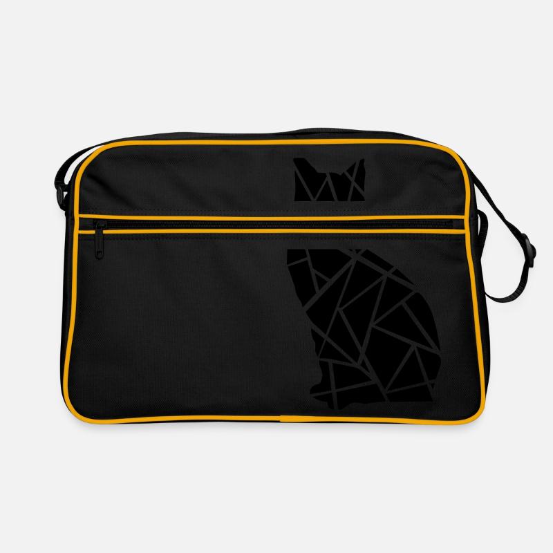 Geometrie Katze 04 - Retro Tasche - Schwarz/Gold