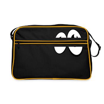 Augen Comic-Style (1c) - Retro Tasche - Schwarz/Gold - Vorne