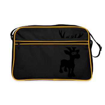 cute moose caribou reindeer deer christmas norway - Retro Bag - black/gold - Front