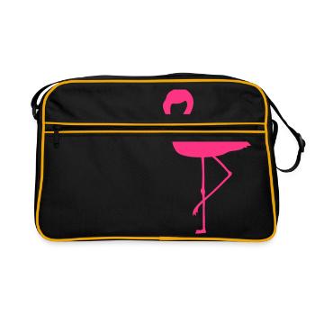 silhouette outline flamingo clipart comic cartoon v - Retro Bag - black/gold - Front
