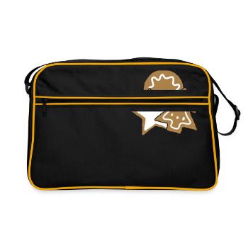 Plätzchen, Kekse und Weihnachten - Retro Tasche - Schwarz/Gold - Vorne
