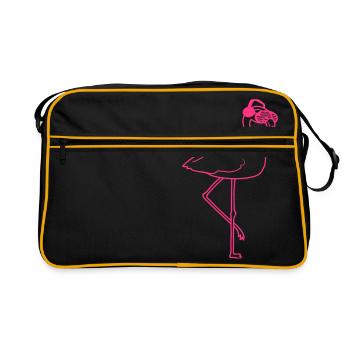dj party feiern sonnenbrille club disko musik flam - Retro Tasche - Schwarz/Gold - Vorne