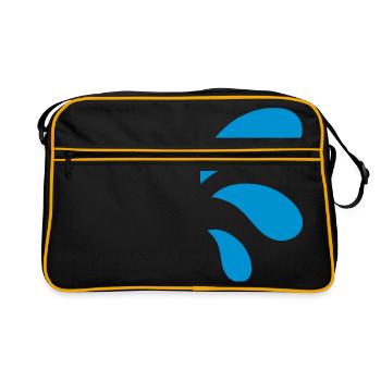three curvy water blue droplets - Retro Bag - black/gold - Front