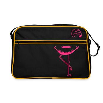 kuss mund girl maedchen frau weiblich kuessen flam - Retro Tasche - Schwarz/Gold - Vorne