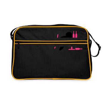 Un alcoolique est ivre sur la table - Sac Retro - noir/or - Devant