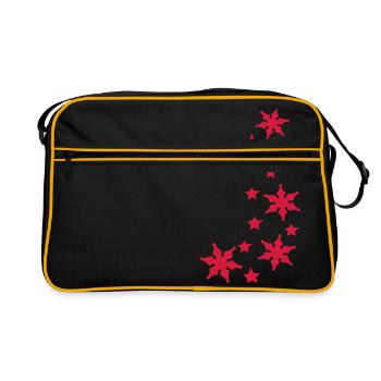 étoiles et flocons de neige l'hiver décoration - Sac Retro - noir/or - Devant