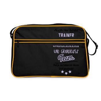 Bester Trainer Shirt - Retro Tasche - Schwarz/Gold - Vorne