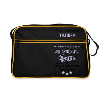 Bester Trainer Tasse - Retro Tasche - Schwarz/Gold - Vorne