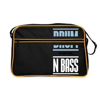 Drum and Bass Techno Musik DJ - Retro Tasche - Schwarz/Gold - Vorne