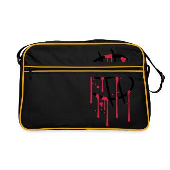 blood drops graffiti wet spray dollar symbol zei - Retro Bag - black/gold - Front