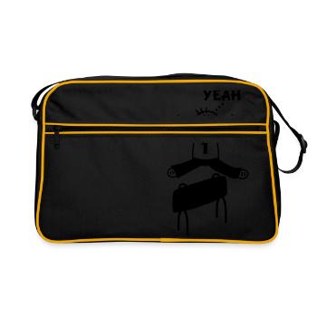 Bockspringen yeah - Retro Tasche - Schwarz/Gold - Vorne
