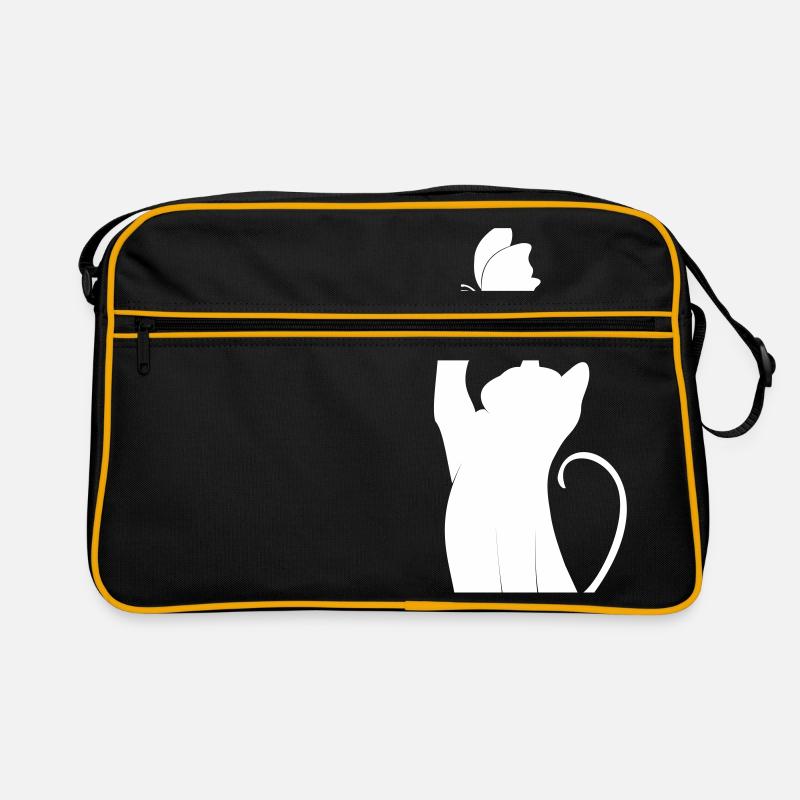 Katze mit Schmetterling Retro Tasche