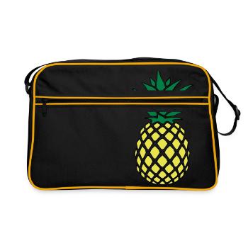 flippige Ananas - Retro Tasche - Schwarz/Gold - Vorne