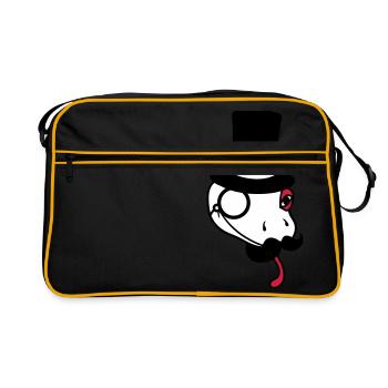 head mr sir gentlemen cylinder rich monocle bri - Retro Bag - black/gold - Front