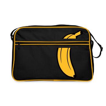 fruits banane délicieux manger sain peau de banane krum - Sac Retro - noir/or - Devant