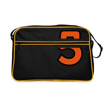 Sport Zahl 5 Fünf - Retro Tasche - Schwarz/Gold - Vorne